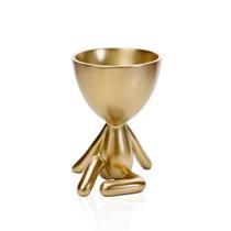 Vaso Bob Robert Planta Em Poliresina Dourado 14,5x11x12cm