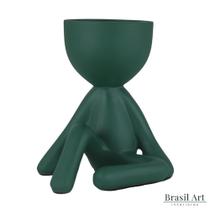 Vaso Bob Sentado de Cerâmica Verde Musgo - Novo Tempo