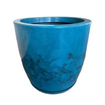 Vaso Bojo Marmorizado Em Polietileno Com Prato Decoração Vaso Bojo Marmorizado Em Polietileno Com Prato Decoração