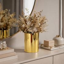 Vaso Cachepô Cerâmica Dourado Decorativo Mesa Aparador Luxo Vaso Cachepô Cerâmica Dourado Decorativo Mesa Aparador Luxo