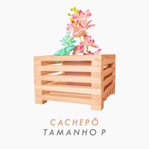 Vaso cachepô de madeira maciça ripado para flores tamanho p (27 x 27cm) - não acompanha a flor