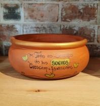 VASO cachepô decorativo em cerâmica para plantas, com mensagem AFETIVA.