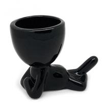 Vaso Cachepô Em Cerâmica Homenzinho Deitado Md1 - Preto