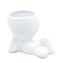 Vaso Cachepô Em Cerâmica Homenzinho Deitado Md2 - Branco