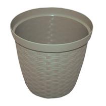 Vaso Cachepô Rattan (11X10) Cinza Taupe TOP GARDEN