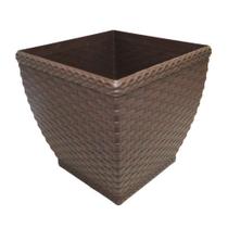 Vaso Cachepo Rattan M3 Quadrado Coffee Injeplastec 622r