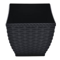 Vaso Cachepô Rattan Quadrado Mini (2,1L) Preto INJEPLASTEC