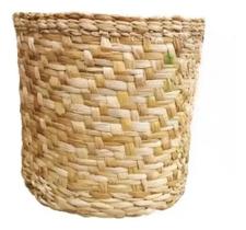 Vaso Cachepo Taboa Natural Mole Cesto Palha Planta Decoração 14x17
