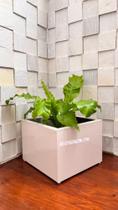 Vaso Cachepot Branco Vidro Plantas Luxo Decoração