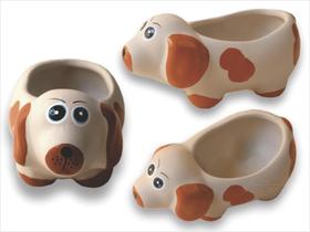 Vaso cachepot cachorrinho mini em cerâmica pintado a mão