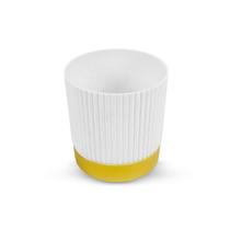Vaso Cachepot Canelado Branco com Borda Dourada - Castela Vaso Cachepot Canelado Branco com Borda Dourada - Castela