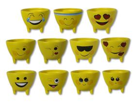Vaso cachepot decoração emoji emoticon tripe coleção 11un