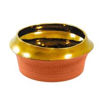 Vaso Cachepot Decorativo Ceramica Salmão Texturizado Luxo