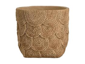 Vaso Cachepot Decorativo Cimento Fibra Natural Luxo Em Alto Relevo Decoração Mesa Estante