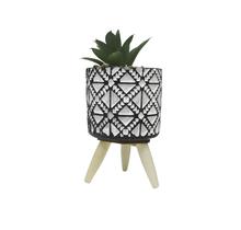Vaso cachepot decorativo com planta artificial suculenta - MEGAGIFT