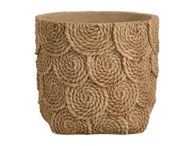 Vaso Cachepot Decorativo Em Cimento Design Fibra Natural Luxo Em Alto Relevo Decoração Mesa Estante