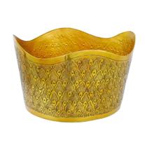 Vaso Cachepot Dourado Trabalhos Escama Finos Traços Luxo