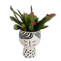 Vaso Cachepot Faces Porcelana 17cm