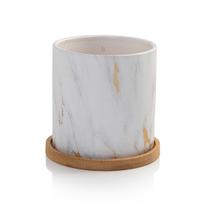 Vaso Cachepot Marmorizado Branco Porcelana M Cube Pozzani