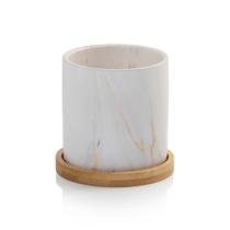 Vaso Cachepot Marmorizado Branco Porcelana P Cube Pozzani