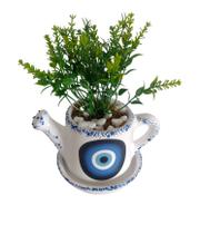 Vaso Cachepot Olho Grego com Pratinho " Regador" de Mesa