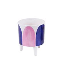 Vaso Cachepot Pieds Pops Cerâmica Rosa e Azul 13x15cm Wincy