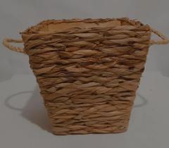 vaso cachepot piramide com alça e trama em taboa decoração