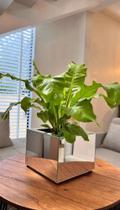 Vaso Cachepot Prata Espelhado Plantas Luxo Decoração Vaso Cachepot Prata Espelhado Plantas Luxo Decoração