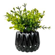 Vaso cachepot preto em alto relevo 3D decoração sala