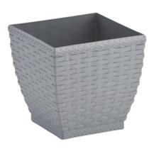 Vaso Cachepot Rattan M2 Quadrado Cinza (0,85L) INJEPLASTEC