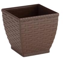 Vaso Cachepot Rattan M2 Quadrado Coffee (0,85L) INJEPLASTEC