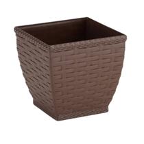 Vaso Cachepot Rattan M3 Quadrado Coffee (0,35L) INJEPLASTEC