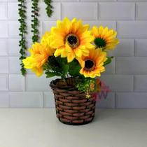 Vaso Cachepot Trançado Marrom Fibra Sintética Vime - Grande