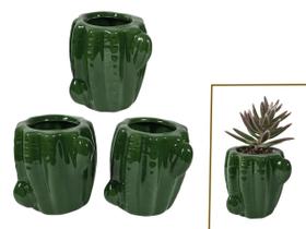 Vaso cacto mini cachepot kit 3un para suculentas em cerâmica