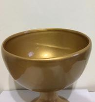 Vaso calabria 4224 em cerâmica esmaltada com alto brilho dourado 20x16cm Cerâmica Érica