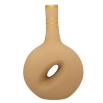 Vaso Cantil Vazado em Cerâmica Fosca Decoração de Sala - Bege Gold