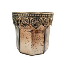 Vaso Castical 10X10Cm Rustico Marrom Vidro E Metal