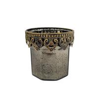 Vaso Castiçal Chumbo Vidro E Metal 9X10X10Cm Decorativo - Inigual