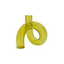 Vaso Castiçal em Vidro Amarelo Vaso Castiçal em Vidro Amarelo