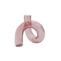 Vaso Castiçal em Vidro Rosa Vaso Castiçal em Vidro Rosa