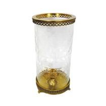 Vaso Castiçal Redondo Cristal Lapidados Base e Borda Luxo