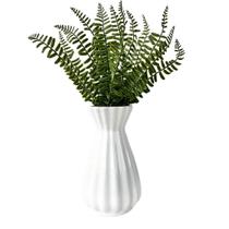 Vaso centro de mesa branco com planta artificial Samambaia