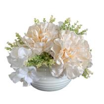 Vaso centro de mesa branco decorativo de cerâmica trabalhado - Dünne It