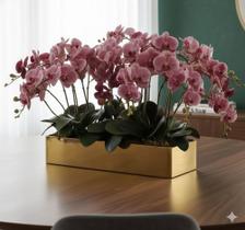 Vaso Centro de Mesa Dourado Espelho Vidro Plantas Luxo Decoração