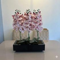 Vaso Centro De Mesa Grande Vidro Preto 60x20 Flores Decoração