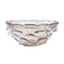 Vaso Centro de Mesa Murano Italiano Incolor Pó de Ouro Luxo