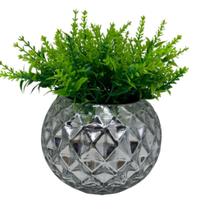 Vaso centro de mesa prata 3D médio com planta artificial - Dünne It