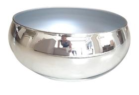 vaso centro de mesa prata espelhado cachepot modelo bacia margot 25 x 15 - AzulAmora