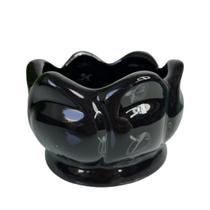Vaso centro de mesa preto pequeno de cerâmica trabalhado - Dünne It