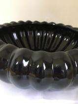 Vaso centro de mesa tipo equibana em cerâmica preto brilho Grande 13x32cm boca 23cm